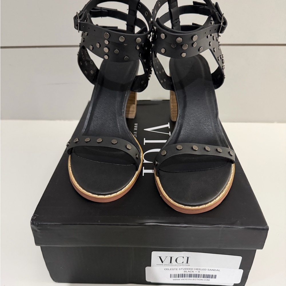 Vici Black Studded Sandals